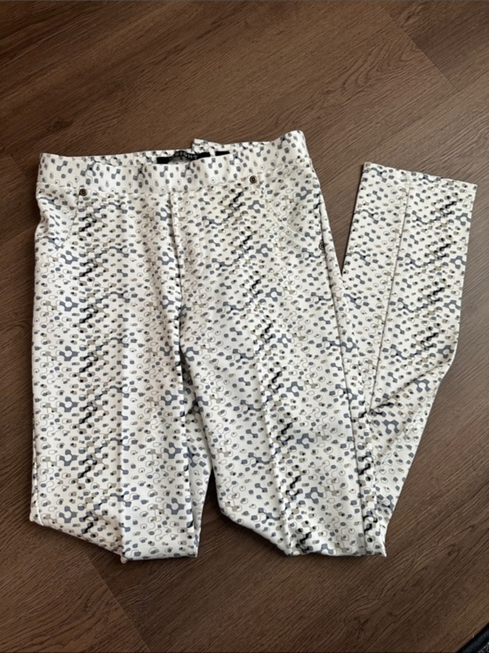 Insight Women’s White, Tan, Blue Dot Pattern Leggings